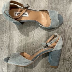 Steve Madden Light Blue Suede Ankle Strap Heels